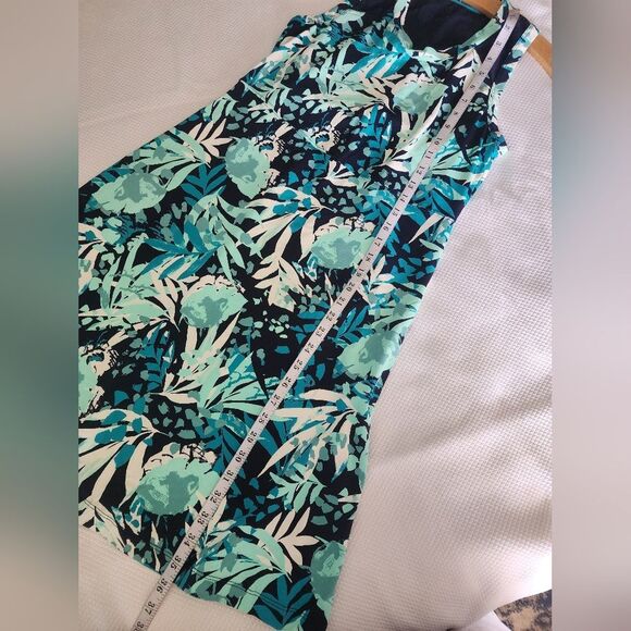 Title Nine Tropical Print Midi Dress - Blue and Green - Picture 6 of 11